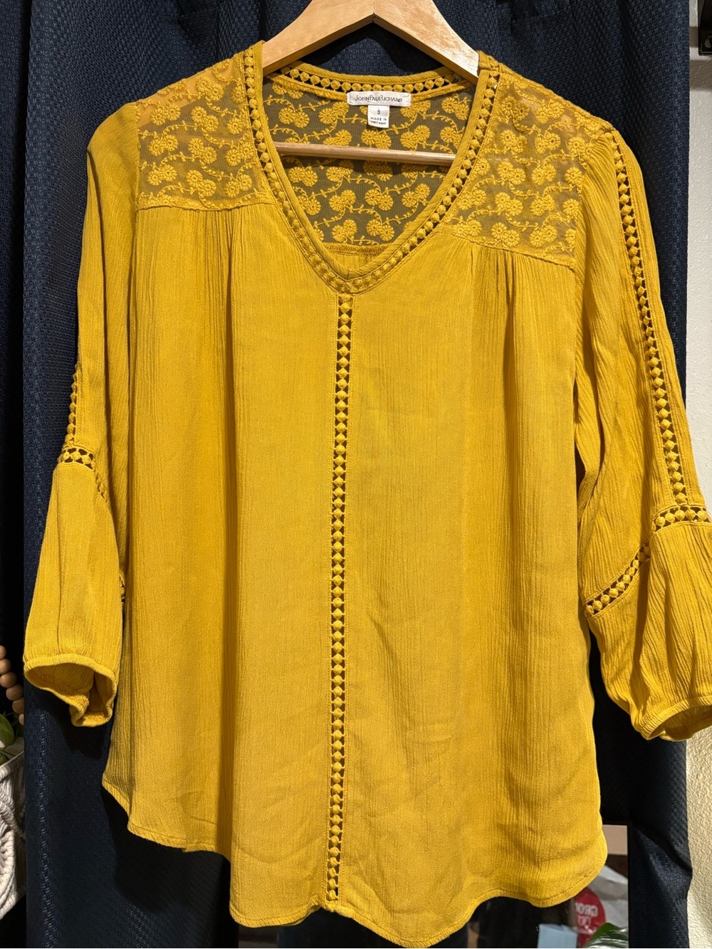 JohnPaulRichard Goldenrod Embroidered V-Neck Tunic
